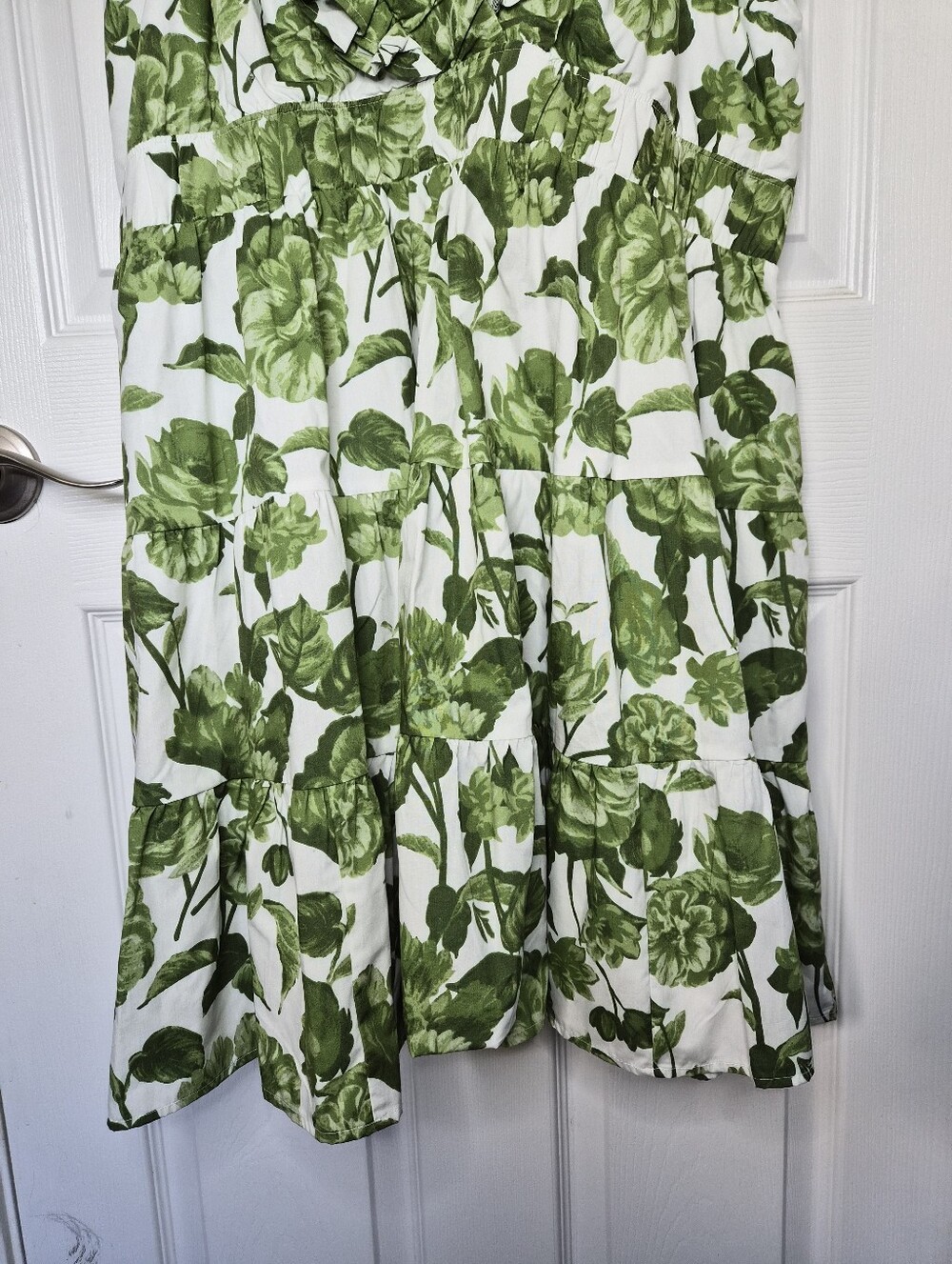 Abercrombie & Fitch Floral Ruffle Mini Sundress Women's XL Green Cottagecore - Picture 9 of 13